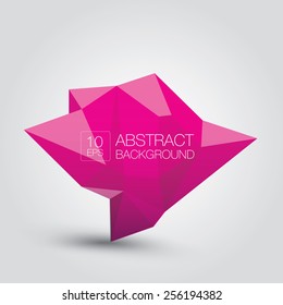 summer pink Conceptual polygonal geometric speech bubble. Abstract vector Illustration, low poly style. Stylized design element. Background design for banner, poster, flyer, cover, brochure.