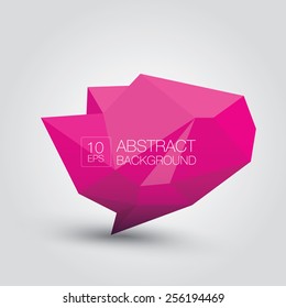 summer pink Conceptual polygonal geometric speech bubble. Abstract vector Illustration, low poly style. Stylized design element. Background design for banner, poster, flyer, cover, brochure.