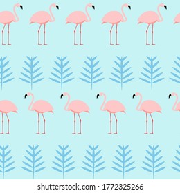 Summer Pink Flamingo Seamless Pattern Background. Vector Illustration EPS10