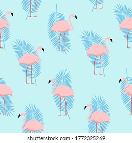 Summer Pink Flamingo Seamless Pattern Background. Vector Illustration EPS10