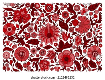 Summer pink floral rectangle frame with flowers and leaves. For sheet design, scrapbooking, greeting card, banner