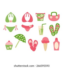 Summer in pink and green. Vector design.
