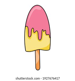 Summer pink holiday ice cream popsicle hand drawn vector illustration isolated on white backgraund