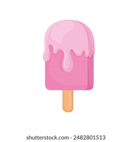 Summer pink holiday ice cream popsicle hand drawn vector illustration isolated on white backgraund