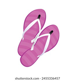 Summer pink striped flipflops on a white background.