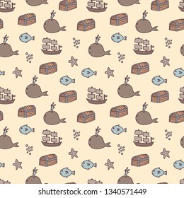 Summer pirate seamless pattern