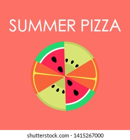 summer pizza made with fruits living coral background