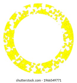 Summer place for text. Round wreath yellow color. Copy paste. easy to add information. Vector illustration isolated on white background. Lemons and flower in flat simple style. Round for Insert text.
