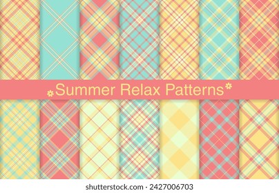 Summer plaid collection, textile design, checkered fabric pattern for shirt, dress, suit, wrapping paper print, invitation and gift card.