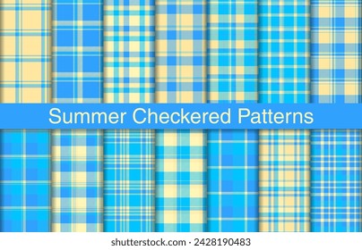 Colección de cuadros de verano, diseño textil, patrón de tela a cuadros para camisa, vestido, traje, papel de embalaje, invitación y tarjeta de regalo.