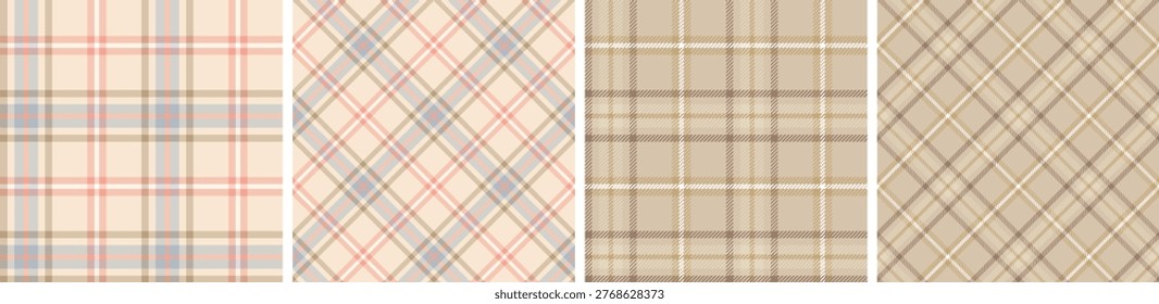Summer plaid pattern set seamless tartan check plaid for skirt, tablecloth, blanket, duvet cover, or other modern fashion print.
