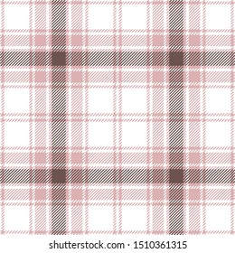 Summer plaid pattern vector background. Light pink, brown, and white tartan check fashion plaid for modern textile design. Striped texture.