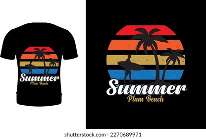 Diseño de camiseta de la playa de Plam de verano.