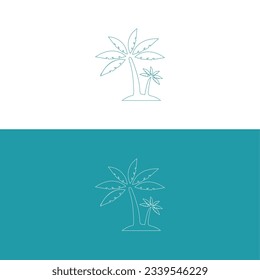 Summer plam tree with wave minimalist blue logo design icon vector,waves logo design,Palm tree,Palm tree logo template,Vector drawn coconut tree.