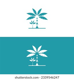 Summer plam tree with wave minimalist blue logo design icon vector,waves logo design,Palm tree,Palm tree logo template,Vector drawn coconut tree.