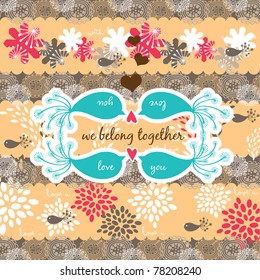 Summer plant background with lovely bird (label,card,sticker,invitation card, wrapping paper or wall paper)