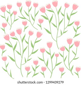 Summer plants pattern. Vector fabric design in pink colors. 