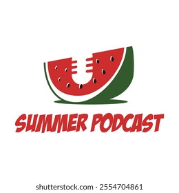 summer podcast flat minimalist logo design
