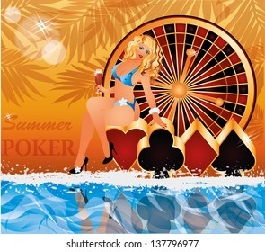 Summer poker time. vector illustration