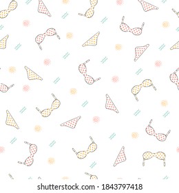 Summer Polka Dot Bikini Vector Graphic Cartoon Seamless Pattern