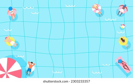 Summer Pool Background vector illustration. People enjoy party in the pool pastel theme - Shutterstock ID 2303233357