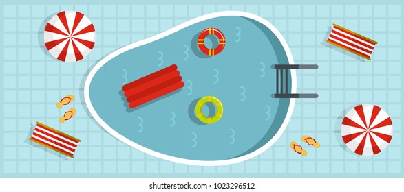Summer pool banner. Flat illustration of summer pool vector banner for web