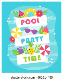 Summer Pool or Beach Party Poster or Invitation Card.