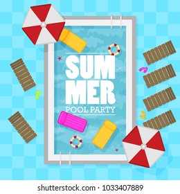 Summer pool. Flat Design Style.