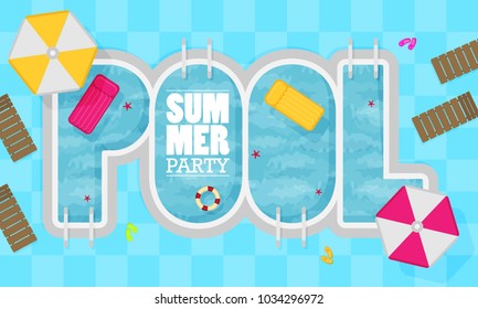 Summer pool. Flat Design Style.