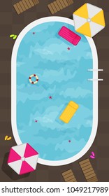 Summer pool. Flat Design Style.
