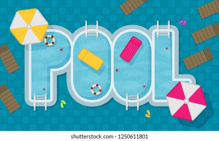 Summer pool. Flat Design Style.