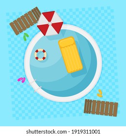 Summer pool. Flat Design Style.
