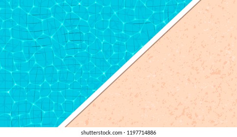 Summer pool party banner with space for text. Refreshing blue swimming poolside. Colorful vector poster template for summer holiday. Hello summer web banner