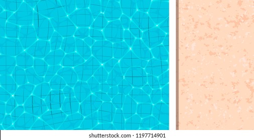 Summer pool party banner with space for text. Refreshing blue swimming poolside. Colorful vector poster template for summer holiday. Hello summer web banner