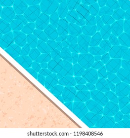 Summer pool party banner with space for text. Refreshing blue swimming poolside. Colorful vector poster template for summer holiday. Hello summer web banner