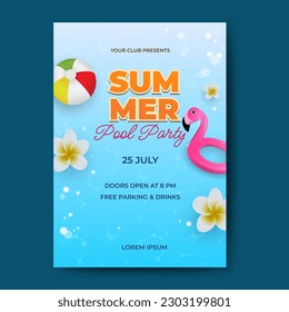 summer pool party. beautiful Pool party design template invitation.