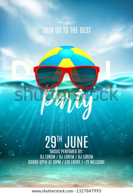 Summer Pool Party Flyer Template Vector Stock Vector Royalty Free