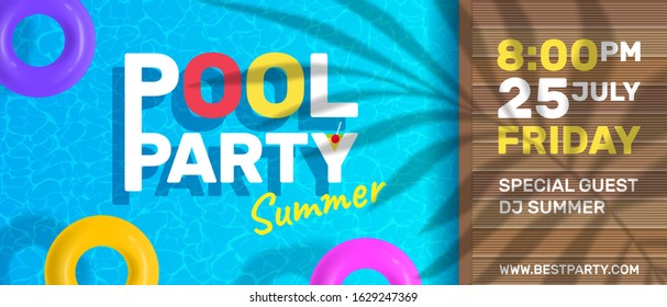 summer pool party horizontal banner brochure design