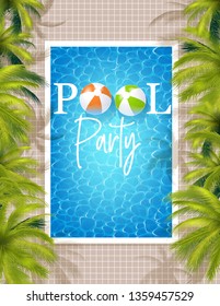 Summer Pool Party Invitation Template. vector Illustration