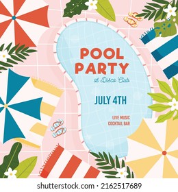 Summer Pool Party invite. Vector illustration concept.