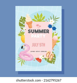 Summer Pool Party invite. Vector illustration concept.