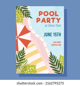 Invitación a la fiesta de la piscina de verano. Concepto de ilustración vectorial.