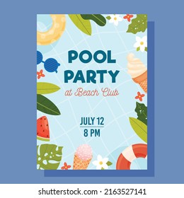 Summer Pool Party invite. Vector illustration concept.