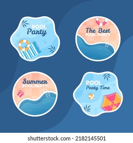 Summer Pool Party Label Template Cartoon Background Vector Illustration
