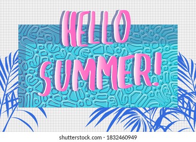 Summer pool party poster template. Background with palms and swimming pool. Invitation to nightclub.