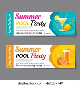 summer pool party ticket template