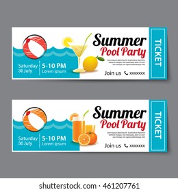 Summer Pool Party Ticket Template