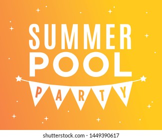 Summer Pool Party Vector Text Illustration Background
