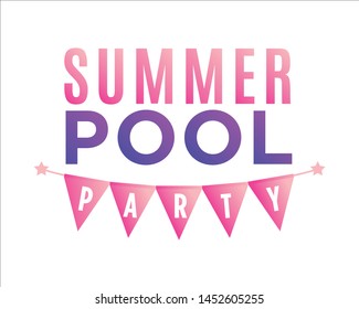 Summer Pool Party Vector Text Illustration Background
