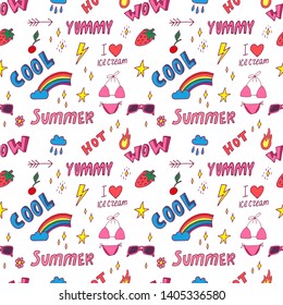 Summer pop art seamless pattern